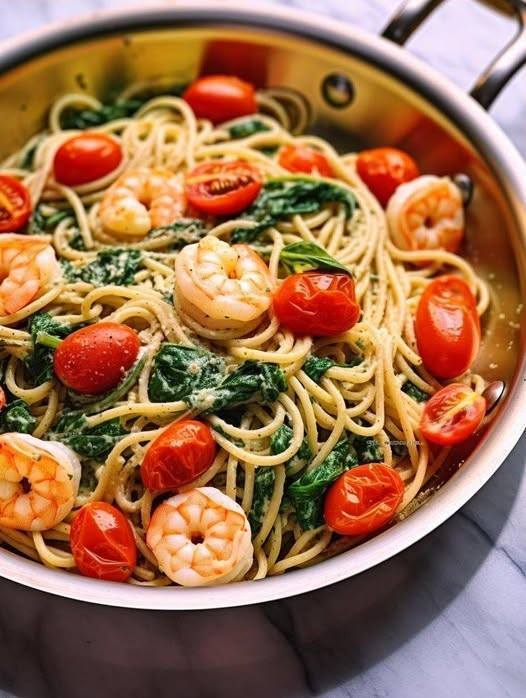 High-Protein Shrimp and Cherry Tomato Pasta